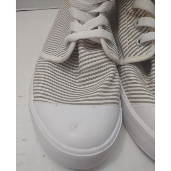 Bangs Gray white stripes High Top Lace Up Shoes Women's Size 6/Men’s Size 4.5 - Picture 8 of 9